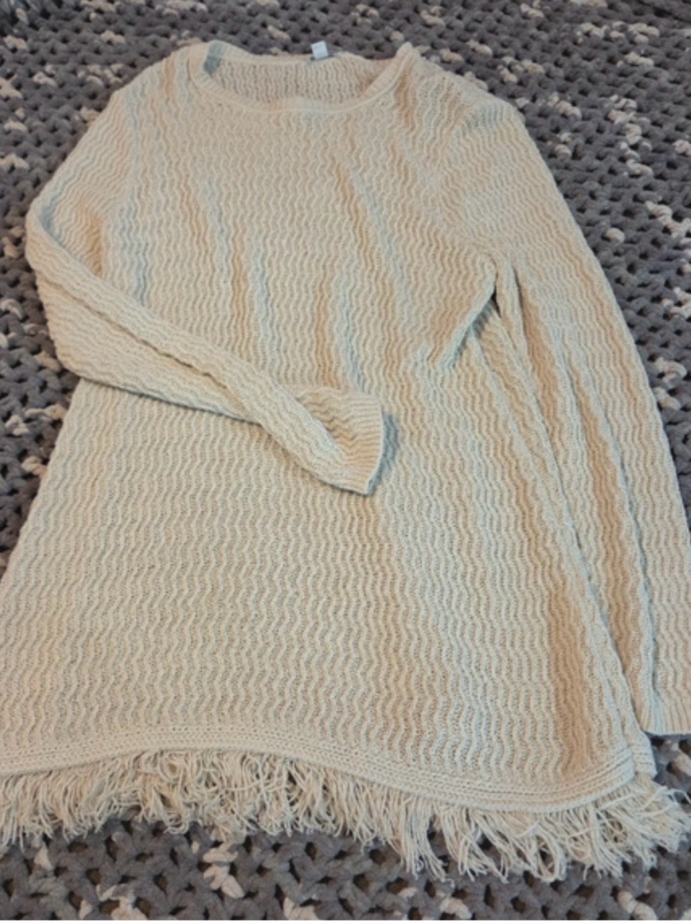 j.jill Light Cream Fringe Knit Women's Sweater dress/tunic